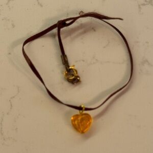 American girl doll broken ribbon necklace amber gem vintage pleasant company